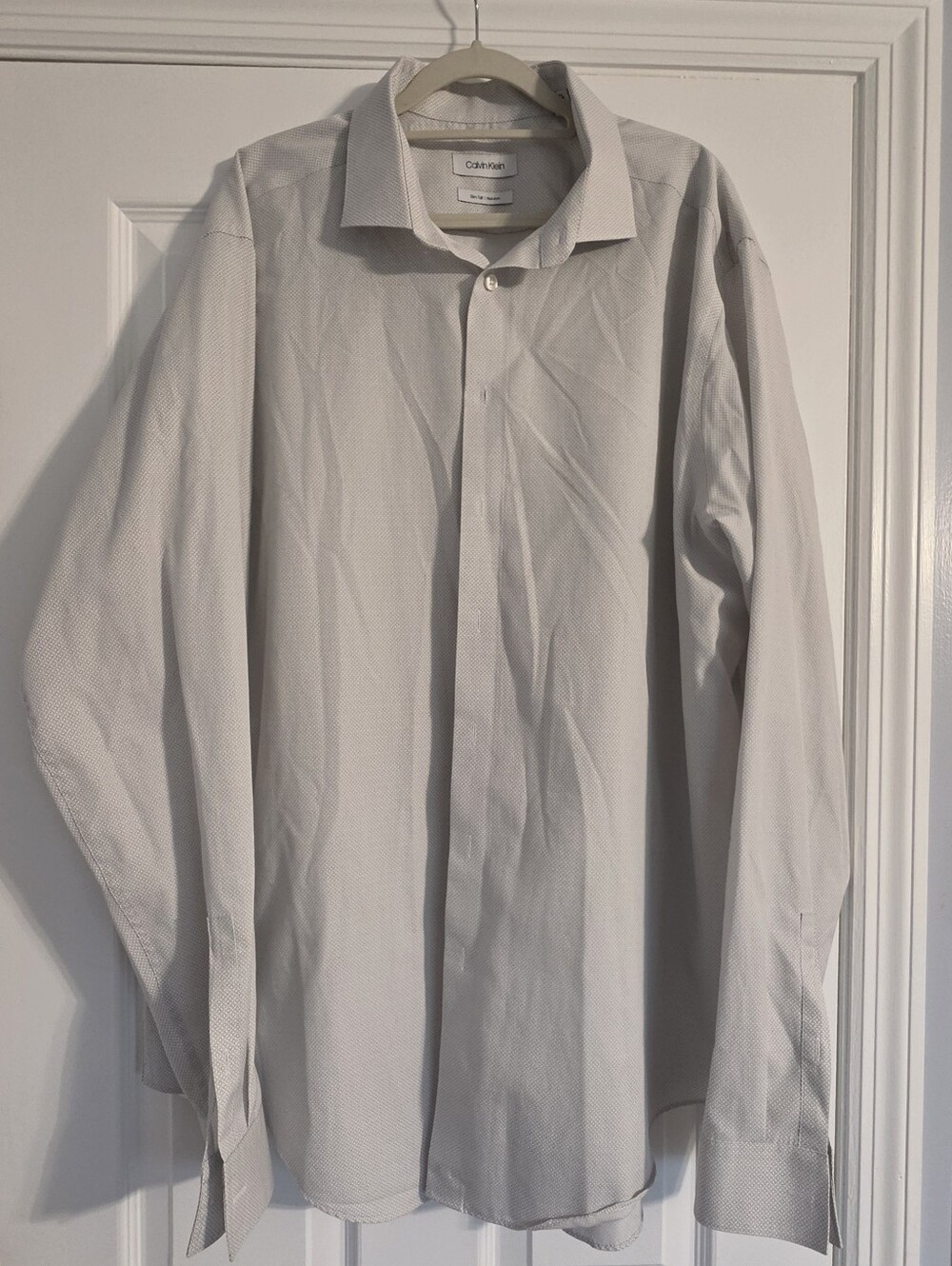 Calvin Klein Men's Light Gray Patterned Dress Shirt, Big & Tall